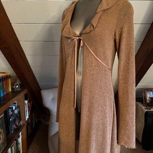 Bisou Bisou Michele Bohbot  | Long Tan Cable Knit Cardigan Duster